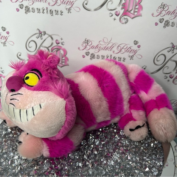 Cheshire Cat plush Disney stuffed animal Alice in wonderland cat neon pink smile - Picture 7 of 7